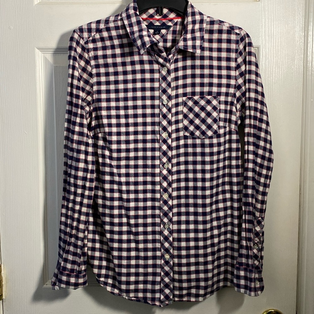 Tommy Hilfiger Button Down Checkered Flannel, Medium